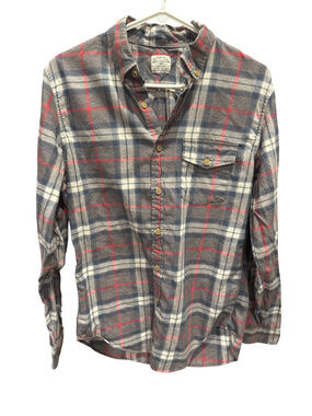 J.Crew Workshirt Plaid Flannel Button Up Shirt Gray Red Blue Small